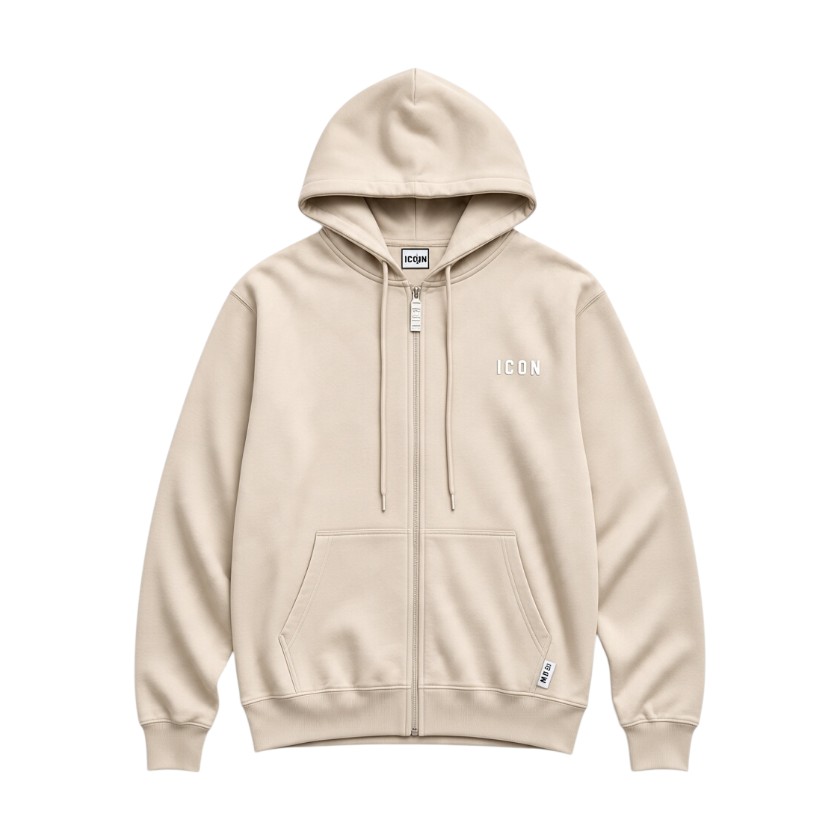 Icon - Felpa Cappuccio Zip con Ricamo - Uomo