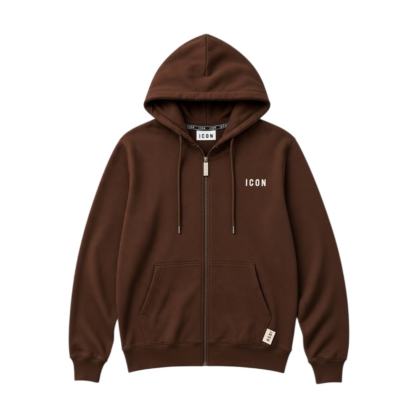 Icon - Felpa Cappuccio Zip con Ricamo - Uomo