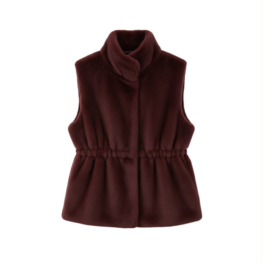 La Signorile - Gilet in ecopelliccia effetto visone con coulisse - donna