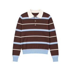 La Signorile - Maglia Modello Polo a Maniche Lunghe a Righe - donna